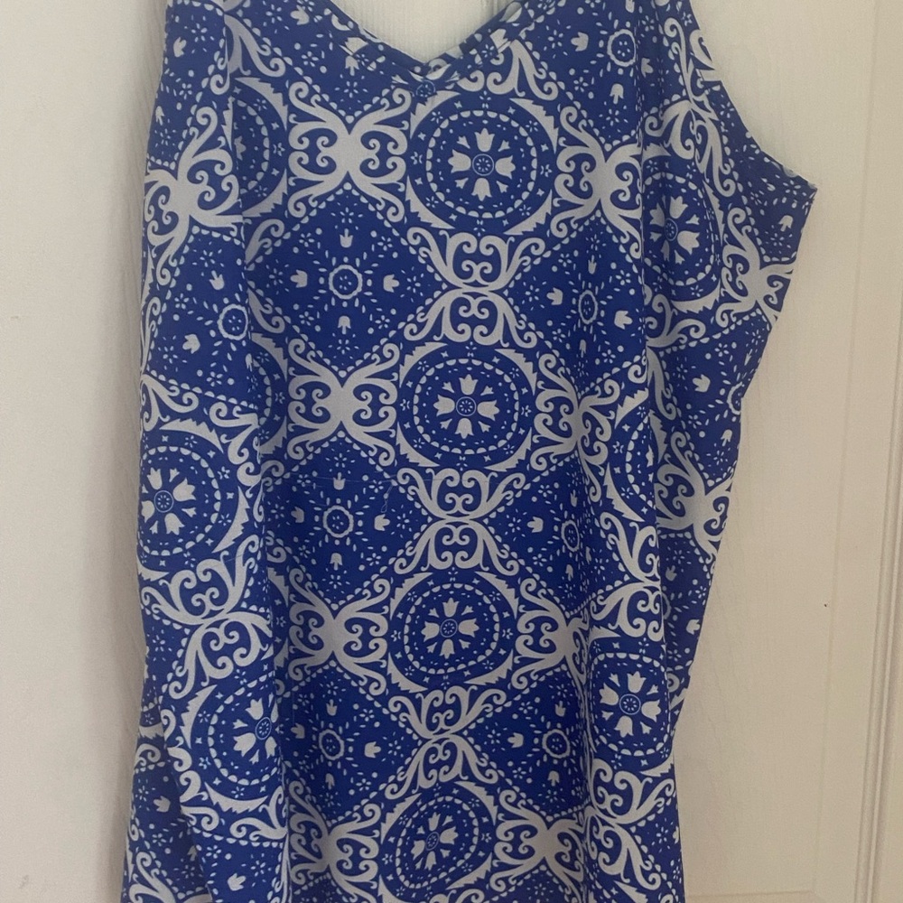 Blue and White Patterned Dress